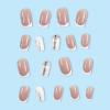 imageBABALAL Fall Press on Nails Medium Square Fake Nails Brown Leaf Glue on Nails Green Glossy Manicure Squoval 24Pcs Acrylic Nails for Women and GirlsBfnq123