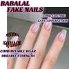 imageBABALAL Fall Press on Nails Medium Square Fake Nails Brown Leaf Glue on Nails Green Glossy Manicure Squoval 24Pcs Acrylic Nails for Women and GirlsBfnq104