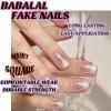 imageBABALAL Fall Press on Nails Medium Square Fake Nails Brown Leaf Glue on Nails Green Glossy Manicure Squoval 24Pcs Acrylic Nails for Women and GirlsBfnq122