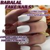 imageBABALAL Fall Press on Nails Medium Square Fake Nails Brown Leaf Glue on Nails Green Glossy Manicure Squoval 24Pcs Acrylic Nails for Women and GirlsBfnq103