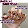 imageBABALAL Fall Press on Nails Medium Square Fake Nails Brown Leaf Glue on Nails Green Glossy Manicure Squoval 24Pcs Acrylic Nails for Women and GirlsBfnq119