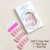 imageBABALAL Fall Press on Nails Medium Square Fake Nails Brown Leaf Glue on Nails Green Glossy Manicure Squoval 24Pcs Acrylic Nails for Women and GirlsBfnq104