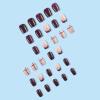imageBABALAL Fall Press on Nails Medium Square Fake Nails Brown Leaf Glue on Nails Green Glossy Manicure Squoval 24Pcs Acrylic Nails for Women and GirlsBfnq118