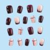 imageBABALAL Fall Press on Nails Medium Square Fake Nails Brown Leaf Glue on Nails Green Glossy Manicure Squoval 24Pcs Acrylic Nails for Women and GirlsBfnq118