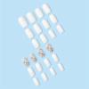 imageBABALAL Fall Press on Nails Medium Square Fake Nails Brown Leaf Glue on Nails Green Glossy Manicure Squoval 24Pcs Acrylic Nails for Women and GirlsBfnq103