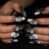 imageBABALAL Handmade Press on Nails Long Coffin XL Reusable Fake Nails Blue Black Goth with Rose ampamp Sliver 3D Ghost Devil Art Luxury Acrylic French Tip With Gothic Y2k Design Custom Nails 10Pcs MBNCU101s