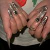 imageBABALAL Handmade Press on Nails Long Coffin XL Reusable Fake Nails Blue Black Goth with Rose ampamp Sliver 3D Ghost Devil Art Luxury Acrylic French Tip With Gothic Y2k Design Custom Nails 10Pcs MBNCU103m