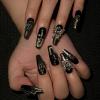 imageBABALAL Handmade Press on Nails Long Coffin XL Reusable Fake Nails Blue Black Goth with Rose ampamp Sliver 3D Ghost Devil Art Luxury Acrylic French Tip With Gothic Y2k Design Custom Nails 10Pcs MBNCU102s