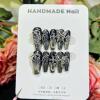 imageBABALAL Handmade Press on Nails Long Coffin XL Reusable Fake Nails Blue Black Goth with Rose ampamp Sliver 3D Ghost Devil Art Luxury Acrylic French Tip With Gothic Y2k Design Custom Nails 10Pcs MBNCU102xs
