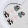 imageBABALAL Press on Nails Almond Fake Nails Medium Glue ons Brown Flower Design Fall Acrylic False Nails 24Pcs Glossy Stiletto Fall Supplies Full Cover Artificial Nails for Women GirlsBNKA07cow