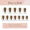 imageBABALAL Press on Nails Almond Fake Nails Medium Glue ons Brown Flower Design Fall Acrylic False Nails 24Pcs Glossy Stiletto Fall Supplies Full Cover Artificial Nails for Women GirlsBNKA14