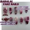 imageBABALAL Press on Nails Almond Fake Nails Medium Glue ons Brown Flower Design Fall Acrylic False Nails 24Pcs Glossy Stiletto Fall Supplies Full Cover Artificial Nails for Women GirlsBNKA13