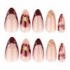imageBABALAL Press on Nails Almond Fake Nails Medium Glue ons Brown Flower Design Fall Acrylic False Nails 24Pcs Glossy Stiletto Fall Supplies Full Cover Artificial Nails for Women GirlsBNKA01