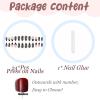 imageBABALAL Press on Nails Almond Fake Nails Medium Glue ons Brown Flower Design Fall Acrylic False Nails 24Pcs Glossy Stiletto Fall Supplies Full Cover Artificial Nails for Women GirlsBNKA03