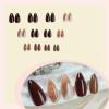 imageBABALAL Press on Nails Almond Fake Nails Medium Glue ons Brown Flower Design Fall Acrylic False Nails 24Pcs Glossy Stiletto Fall Supplies Full Cover Artificial Nails for Women GirlsBNKA14