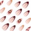 imageBABALAL Press on Nails Almond Fake Nails Medium Glue ons Brown Flower Design Fall Acrylic False Nails 24Pcs Glossy Stiletto Fall Supplies Full Cover Artificial Nails for Women GirlsBNKA01