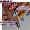 imageBABALAL Press on Nails Almond Fake Nails Medium Glue ons Brown Flower Design Fall Acrylic False Nails 24Pcs Glossy Stiletto Fall Supplies Full Cover Artificial Nails for Women GirlsBNKA09