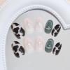 imageBABALAL Press on Nails Almond Fake Nails Medium Glue ons Brown Flower Design Fall Acrylic False Nails 24Pcs Glossy Stiletto Fall Supplies Full Cover Artificial Nails for Women GirlsBNKA07cow
