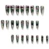 imageBABALAL Press on Nails Long Stiletto Fake Nails Blue Acrylic Nails with Glue Sliver Chrome Y2k Nail Supplies Heart 24Pcs Almond Stick on False Nails with Charm for Women Girls HandmadeBNN02spider