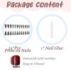 imageBABALAL Press on Nails Long Stiletto Fake Nails Blue Acrylic Nails with Glue Sliver Chrome Y2k Nail Supplies Heart 24Pcs Almond Stick on False Nails with Charm for Women Girls HandmadeBNN02spider