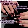 imageBABALAL Press on Nails Long Stiletto Fake Nails Blue Acrylic Nails with Glue Sliver Chrome Y2k Nail Supplies Heart 24Pcs Almond Stick on False Nails with Charm for Women Girls HandmadeBNN10
