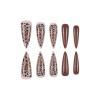imageBABALAL Press on Nails Long Stiletto Fake Nails Blue Acrylic Nails with Glue Sliver Chrome Y2k Nail Supplies Heart 24Pcs Almond Stick on False Nails with Charm for Women Girls HandmadeBNN03
