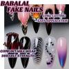imageBABALAL Press on Nails Long Stiletto Fake Nails Blue Acrylic Nails with Glue Sliver Chrome Y2k Nail Supplies Heart 24Pcs Almond Stick on False Nails with Charm for Women Girls HandmadeBNN02