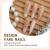imageBABALAL Press on Nails Long Stiletto Fake Nails Blue Acrylic Nails with Glue Sliver Chrome Y2k Nail Supplies Heart 24Pcs Almond Stick on False Nails with Charm for Women Girls HandmadeBNN11