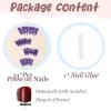 imageBABALAL Press on Nails Long Stiletto Fake Nails Blue Acrylic Nails with Glue Sliver Chrome Y2k Nail Supplies Heart 24Pcs Almond Stick on False Nails with Charm for Women Girls HandmadeBNN04