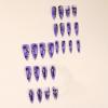 imageBABALAL Press on Nails Long Stiletto Fake Nails Blue Acrylic Nails with Glue Sliver Chrome Y2k Nail Supplies Heart 24Pcs Almond Stick on False Nails with Charm for Women Girls HandmadeBNN04