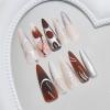 imageBABALAL Press on Nails Long Stiletto Fake Nails Blue Acrylic Nails with Glue Sliver Chrome Y2k Nail Supplies Heart 24Pcs Almond Stick on False Nails with Charm for Women Girls HandmadeBNN04blackred