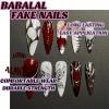 imageBABALAL Press on Nails Long Stiletto Fake Nails Blue Acrylic Nails with Glue Sliver Chrome Y2k Nail Supplies Heart 24Pcs Almond Stick on False Nails with Charm for Women Girls HandmadeBNN04blackred