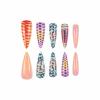 imageBABALAL Press on Nails Long Stiletto Fake Nails Blue Acrylic Nails with Glue Sliver Chrome Y2k Nail Supplies Heart 24Pcs Almond Stick on False Nails with Charm for Women Girls HandmadeBNN07
