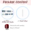 imageBABALAL Press on Nails Long Stiletto Fake Nails Blue Acrylic Nails with Glue Sliver Chrome Y2k Nail Supplies Heart 24Pcs Almond Stick on False Nails with Charm for Women Girls HandmadeBNN05