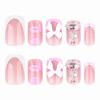 imageBABALAL Square Press on Nails Medium Fake Nails Pink Leopard French Tip Glue on Nails Y2K Artificial Nails 3d Flower Handmade Acrylic Nails with Charm 24Pcs Squoval Full Cover Nails for Women GirlsBNO04