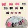 imageBABALAL Square Press on Nails Medium Fake Nails Pink Leopard French Tip Glue on Nails Y2K Artificial Nails 3d Flower Handmade Acrylic Nails with Charm 24Pcs Squoval Full Cover Nails for Women GirlsBNO03