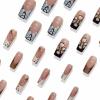 imageBABALAL Square Press on Nails Medium Fake Nails Pink Leopard French Tip Glue on Nails Y2K Artificial Nails 3d Flower Handmade Acrylic Nails with Charm 24Pcs Squoval Full Cover Nails for Women GirlsBNO01brown