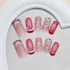 imageBABALAL Square Press on Nails Medium Fake Nails Pink Leopard French Tip Glue on Nails Y2K Artificial Nails 3d Flower Handmade Acrylic Nails with Charm 24Pcs Squoval Full Cover Nails for Women GirlsBNO06
