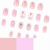 imageBABALAL Square Press on Nails Medium Fake Nails Pink Leopard French Tip Glue on Nails Y2K Artificial Nails 3d Flower Handmade Acrylic Nails with Charm 24Pcs Squoval Full Cover Nails for Women GirlsBNO04