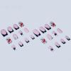 imageBABALAL Square Press on Nails Medium Fake Nails Pink Leopard French Tip Glue on Nails Y2K Artificial Nails 3d Flower Handmade Acrylic Nails with Charm 24Pcs Squoval Full Cover Nails for Women GirlsBNO08