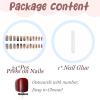 imageBABALAL Square Press on Nails Medium Fake Nails Pink Leopard French Tip Glue on Nails Y2K Artificial Nails 3d Flower Handmade Acrylic Nails with Charm 24Pcs Squoval Full Cover Nails for Women GirlsBNO01brown