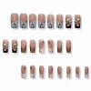 imageBABALAL Square Press on Nails Medium Fake Nails Pink Leopard French Tip Glue on Nails Y2K Artificial Nails 3d Flower Handmade Acrylic Nails with Charm 24Pcs Squoval Full Cover Nails for Women GirlsBNO01brown