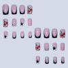 imageBABALAL Square Press on Nails Medium Fake Nails Pink Leopard French Tip Glue on Nails Y2K Artificial Nails 3d Flower Handmade Acrylic Nails with Charm 24Pcs Squoval Full Cover Nails for Women GirlsBNO08