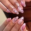 imageBABALAL Press on Nails Almond Fake Nails Medium Glue ons Brown Flower Design Fall Acrylic False Nails 24Pcs Glossy Stiletto Fall Supplies Full Cover Artificial Nails for Women GirlsBNKA01pink