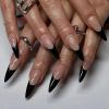 imageBABALAL Press on Nails Long Stiletto Fake Nails Blue Acrylic Nails with Glue Sliver Chrome Y2k Nail Supplies Heart 24Pcs Almond Stick on False Nails with Charm for Women Girls HandmadeBNN12