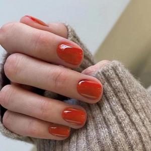 imageBABALAL Fall Press on Nails Medium Square Fake Nails Brown Leaf Glue on Nails Green Glossy Manicure Squoval 24Pcs Acrylic Nails for Women and GirlsBfnq114