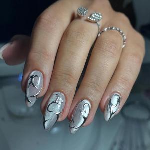 imageBABALAL Press on Nails Almond Fake Nails Medium Glue ons Brown Flower Design Fall Acrylic False Nails 24Pcs Glossy Stiletto Fall Supplies Full Cover Artificial Nails for Women GirlsBNKA11
