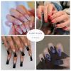 imageBABALAL Long Press on Nails Black Flame Design Fake Nails Coffin Acrylic Nails Fingernails Glossy Acrylic Nail Tips for Women and Girls 30Pcs