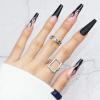 imageBABALAL Long Press on Nails Black Flame Design Fake Nails Coffin Acrylic Nails Fingernails Glossy Acrylic Nail Tips for Women and Girls 30Pcs
