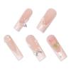 imageBABALAL Long Square Press on Nails White Fake Nails French Tip Glue on Nails 3d Rose Flower Bow Charm Design Jeweled Acrylic Nails 24Pcs Squoval Full Cover Coquette False Nails